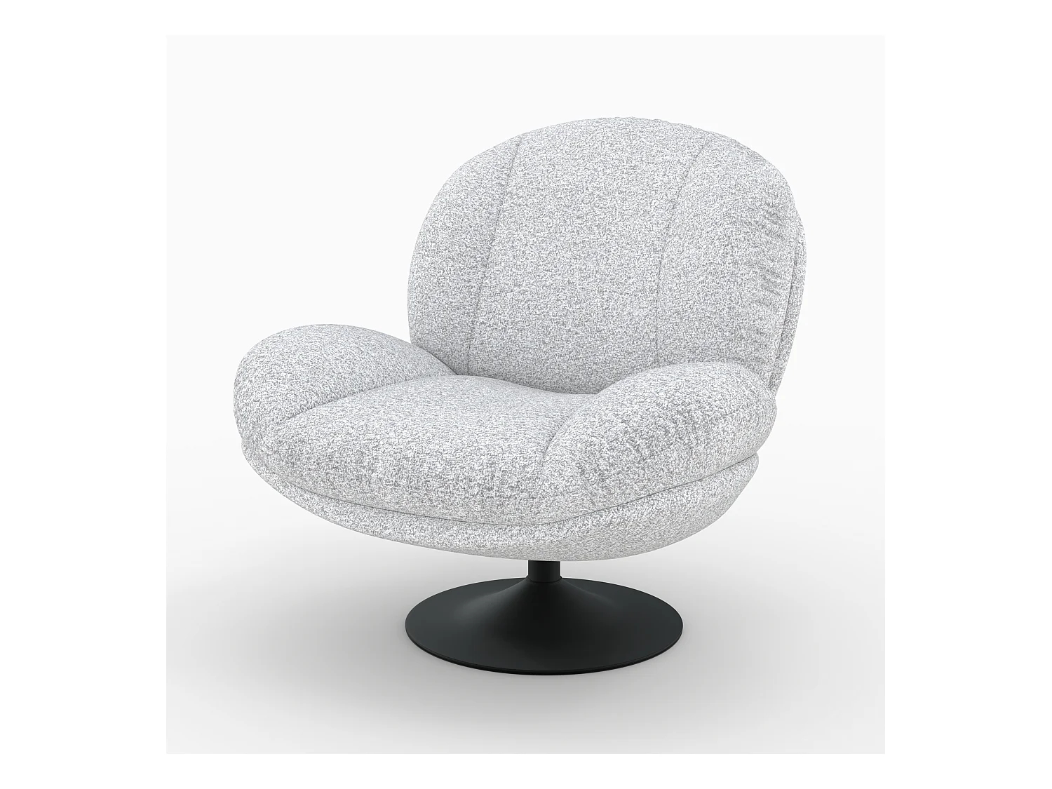 Fauteuil pivotant en tissu bouclé gris chiné - Ricci