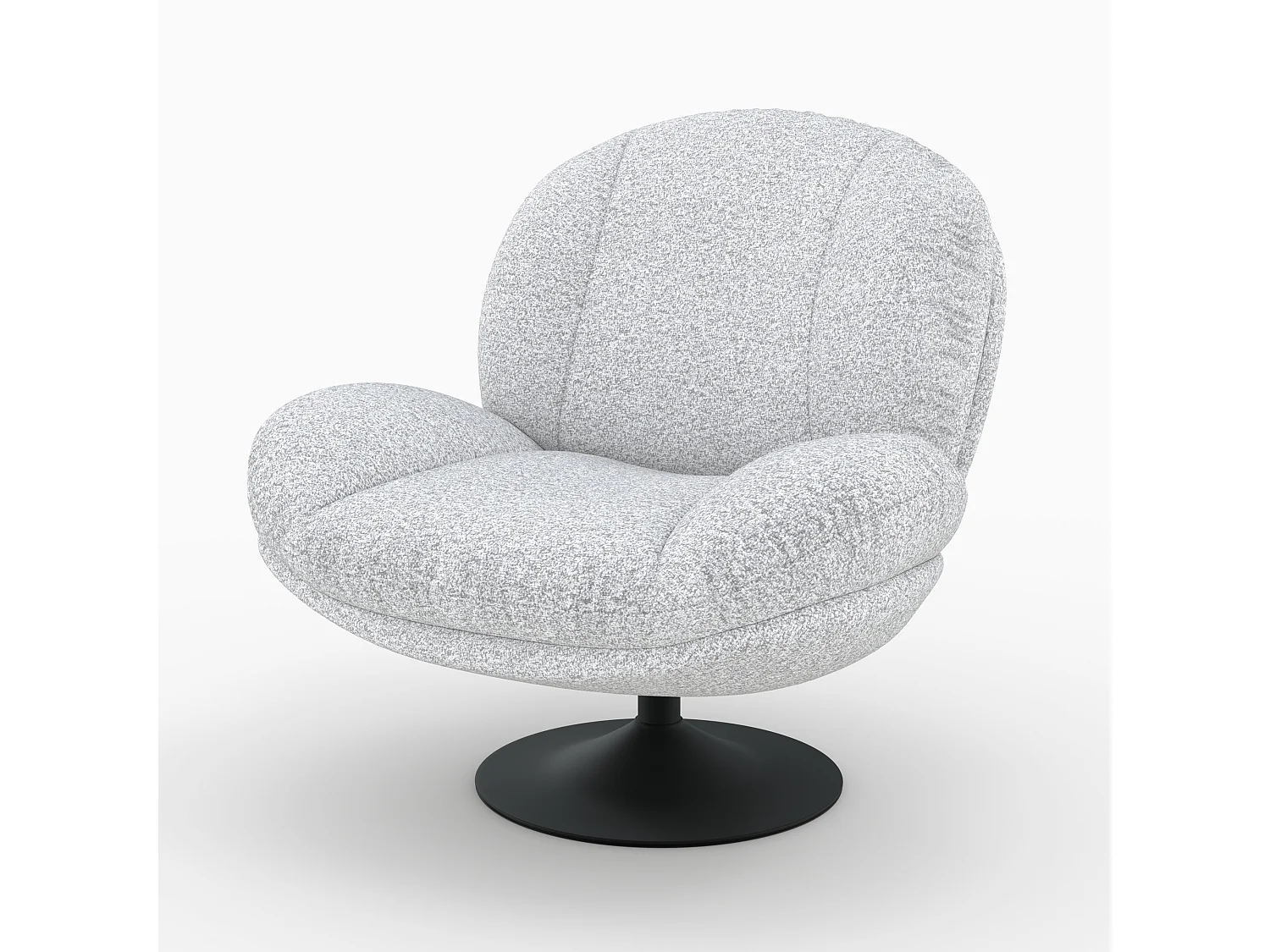 Sillón giratorio en tejido bouclé gris jaspeado blanco - Ricci