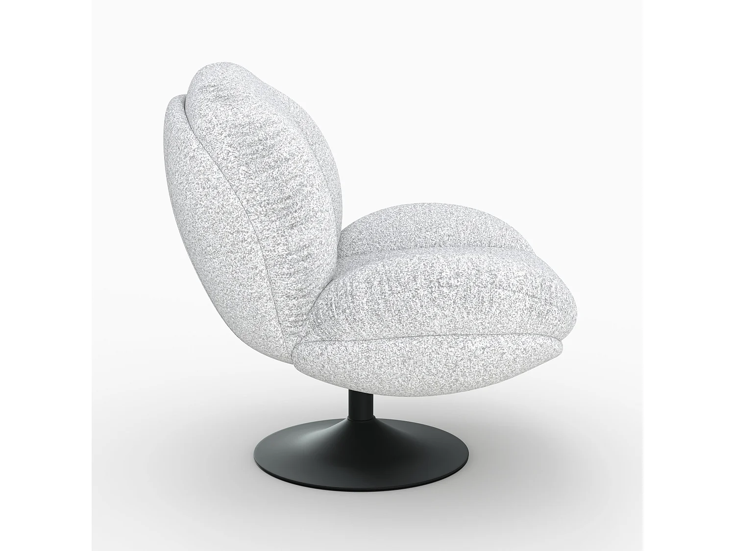 Fauteuil pivotant en tissu bouclé gris chiné - Ricci