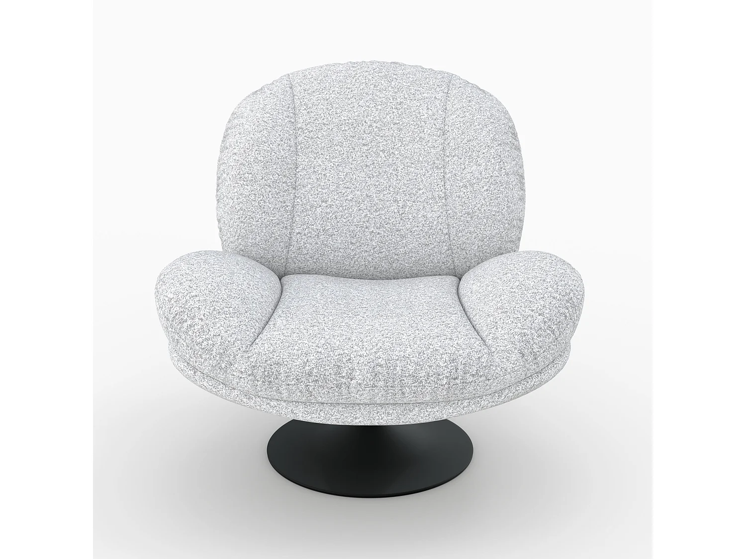 Fauteuil pivotant en tissu bouclé gris chiné - Ricci