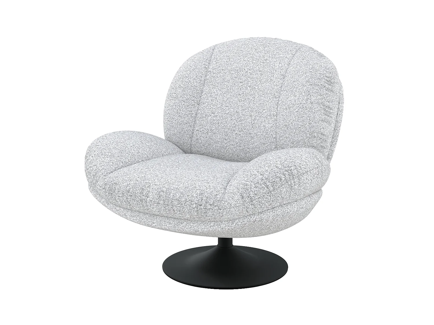Fauteuil pivotant en tissu bouclé gris chiné - Ricci