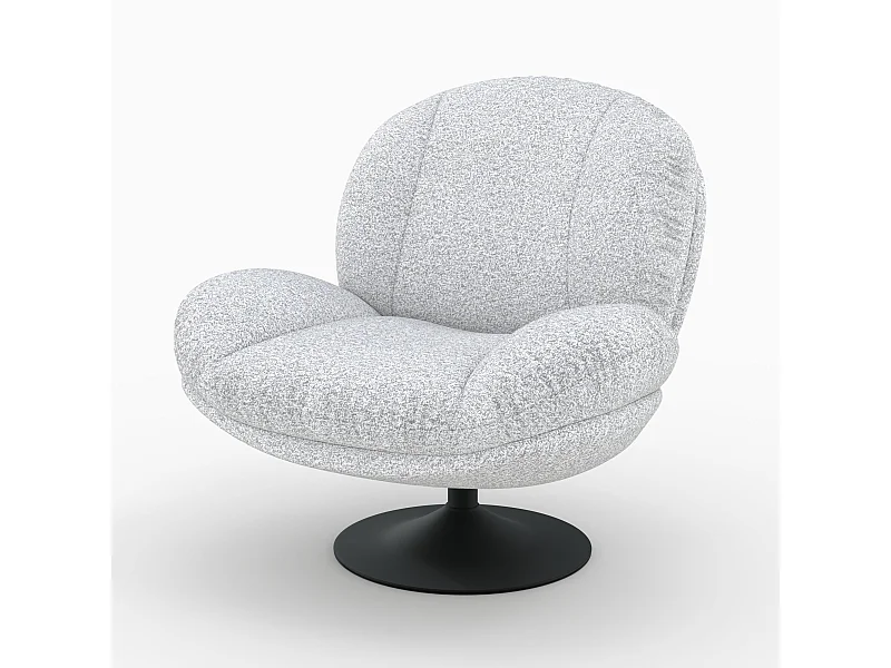 Fauteuil pivotant en tissu bouclé gris chiné - Ricci