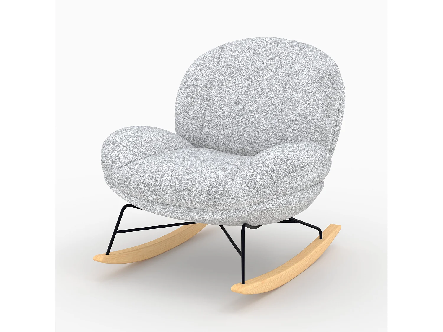 Rocking chair en tissu bouclette gris chiné - Lenny