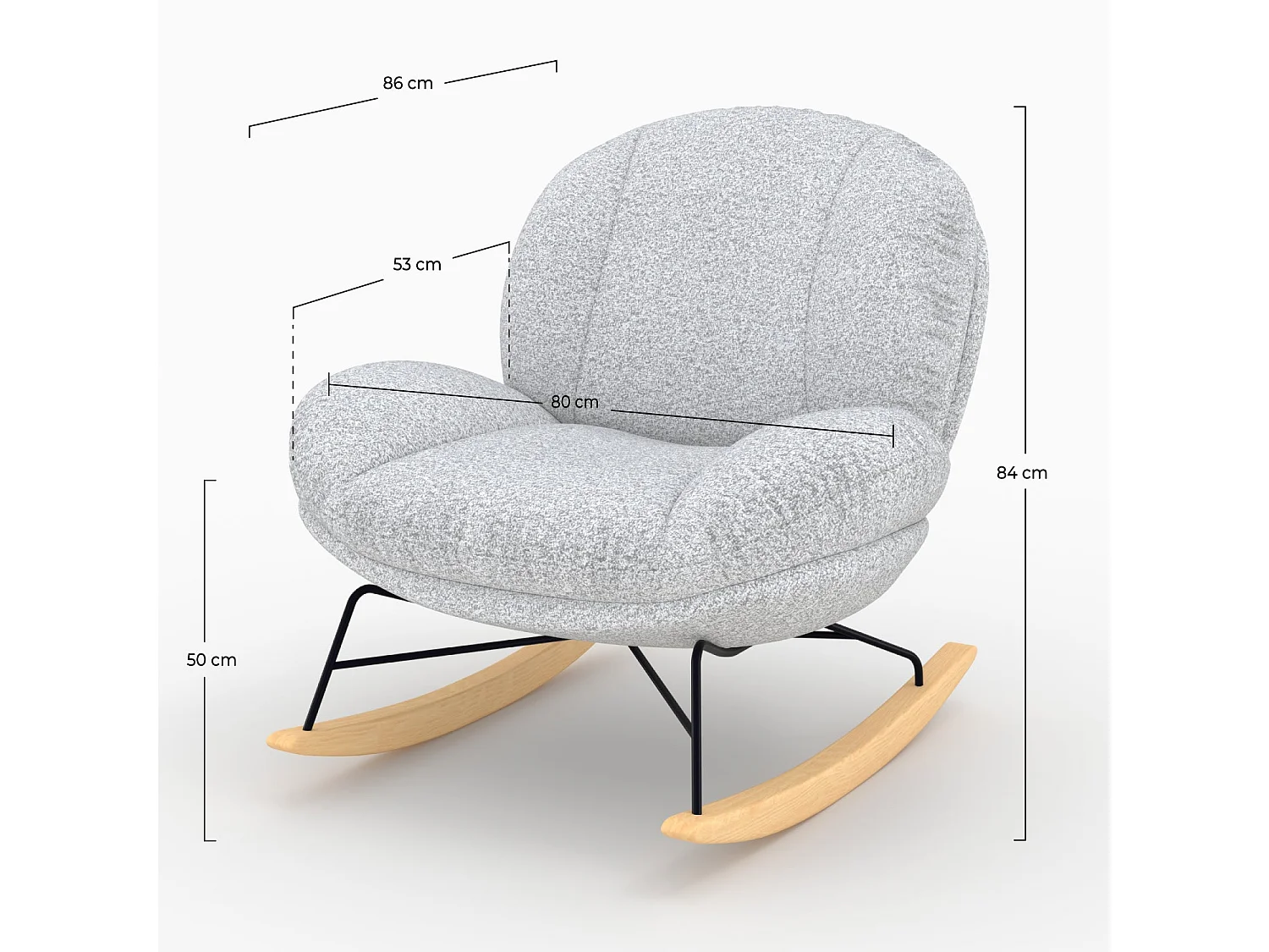 Rocking chair en tissu bouclette gris chiné - Lenny
