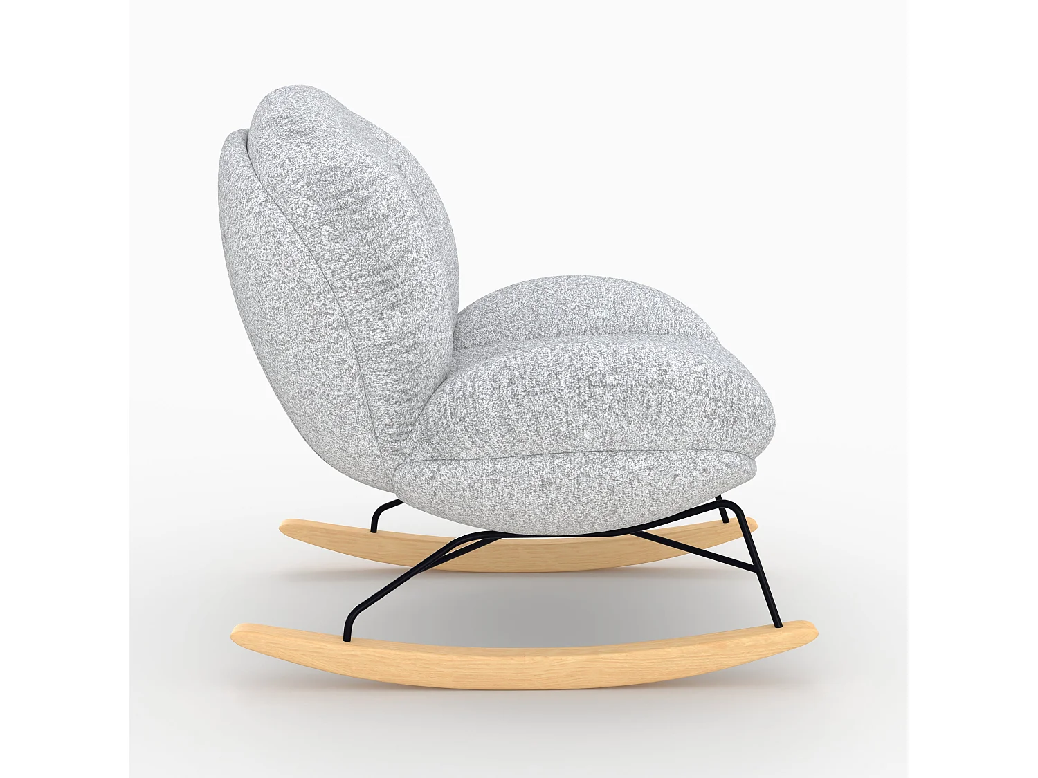 Rocking chair en tissu bouclette gris chiné - Lenny