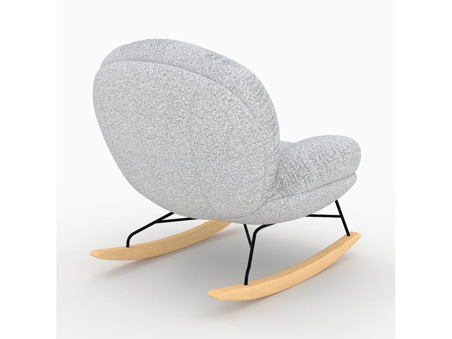 Rocking chair en tissu bouclette gris chiné - Lenny