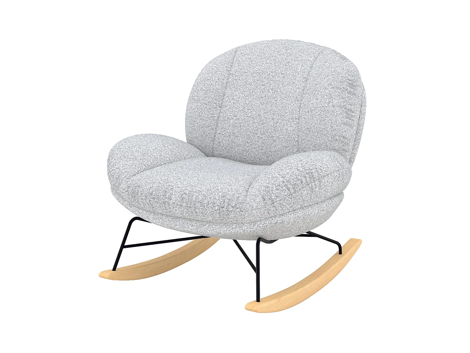 Rocking chair en tissu bouclette gris chiné - Lenny