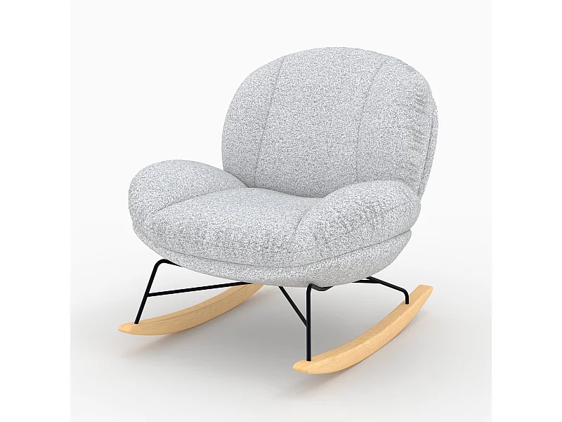 Rocking chair en tissu bouclette gris chiné - Lenny
