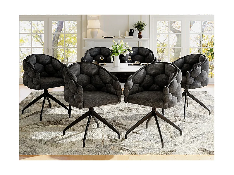 Set mit 6 Samtdrehstühlen – Moderner Modestil – Grau