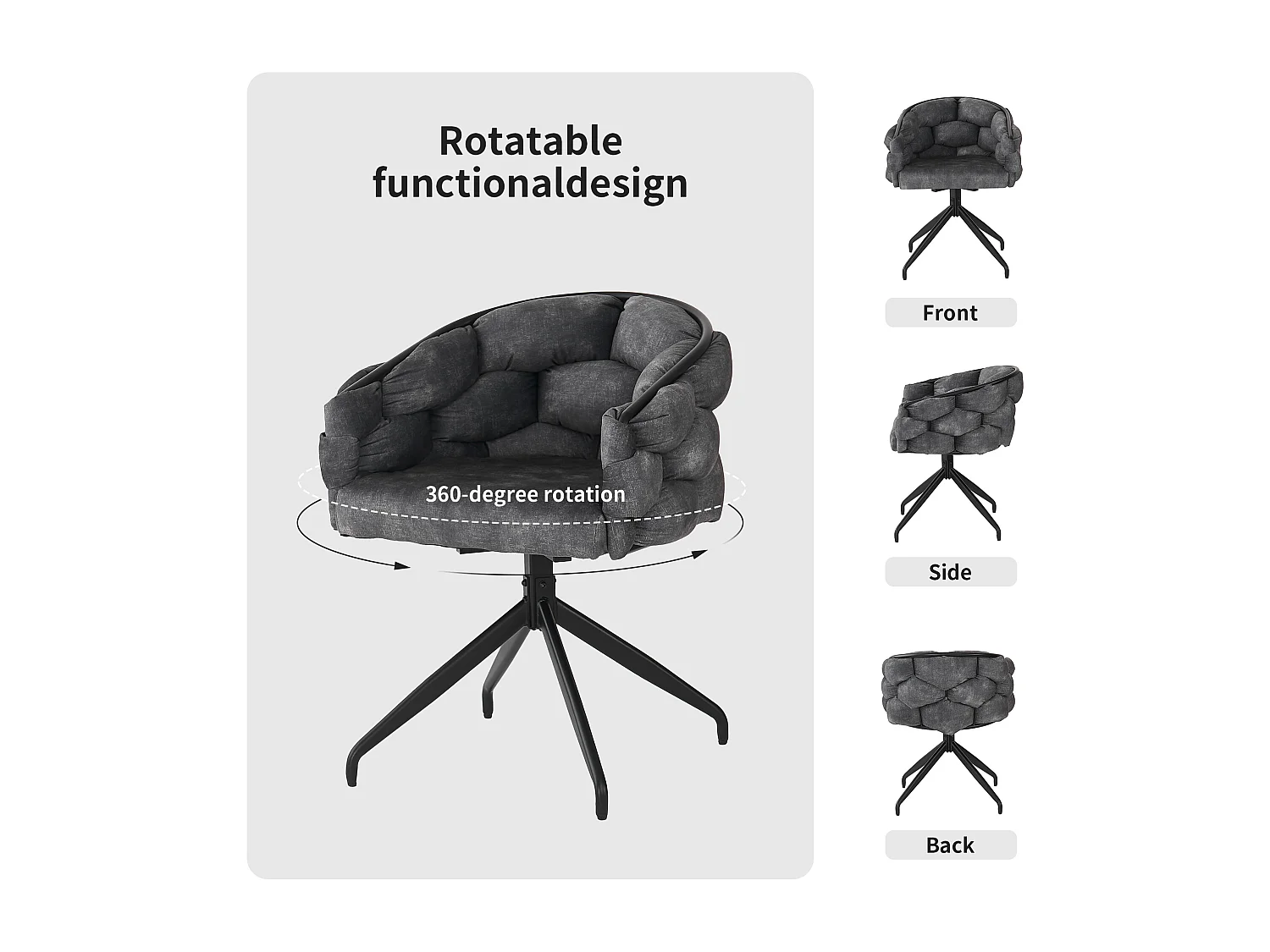 Lot de 6 chaises pivotantes en velours - style de mode moderne - Gris