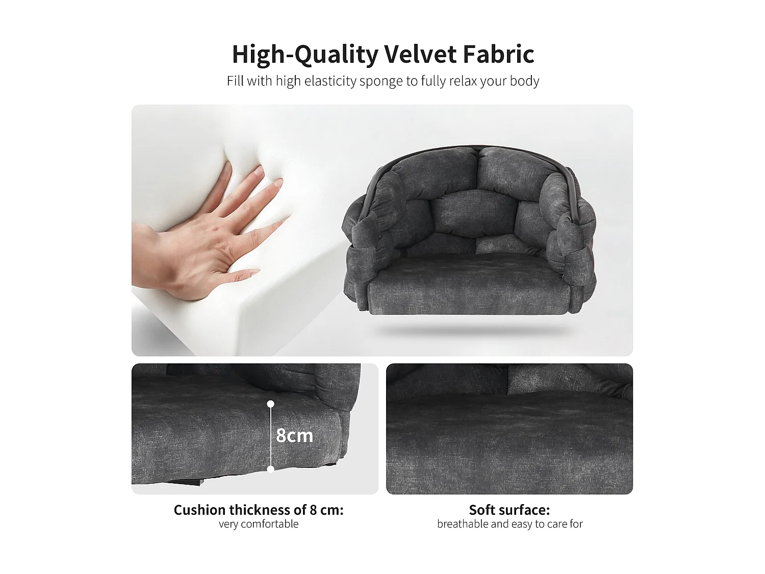 Set mit 6 Samtdrehstühlen – Moderner Modestil – Grau