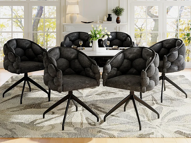 Set mit 6 Samtdrehstühlen – Moderner Modestil – Grau