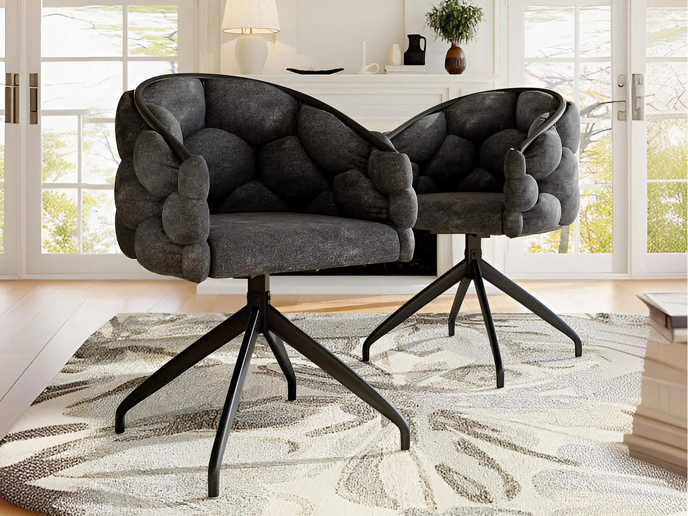 Set di 2 sedie girevoli in velluto - Stile moderno e alla moda - Grigie