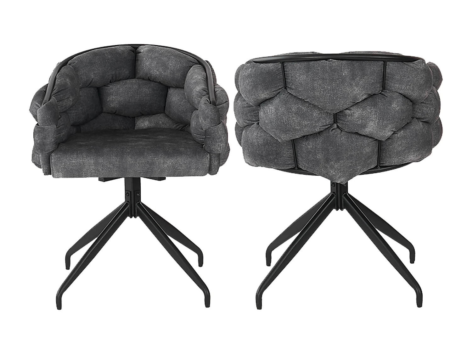 Set di 2 sedie girevoli in velluto - Stile moderno e alla moda - Grigie