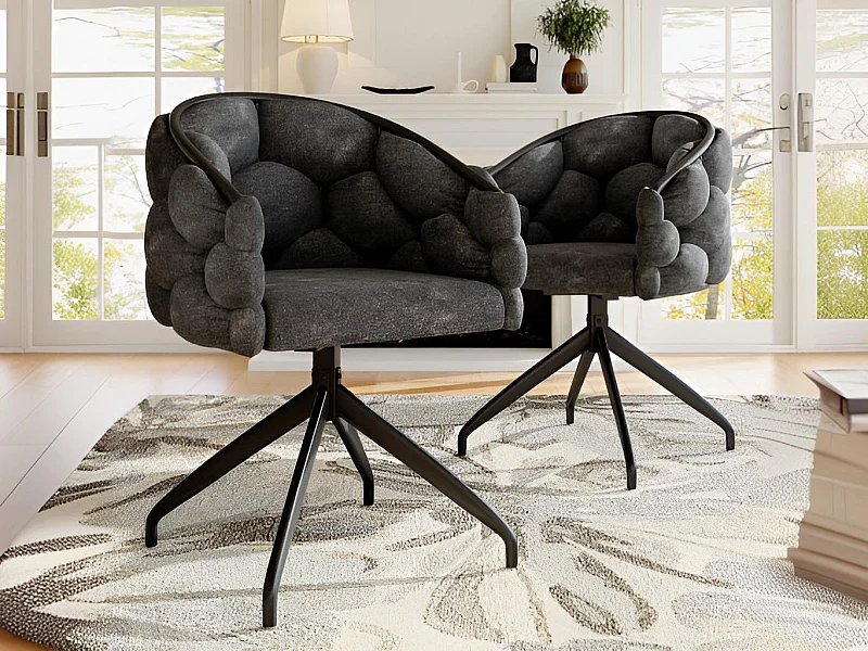 Lot de 2 chaises pivotantes en velours - style de mode moderne - Gris