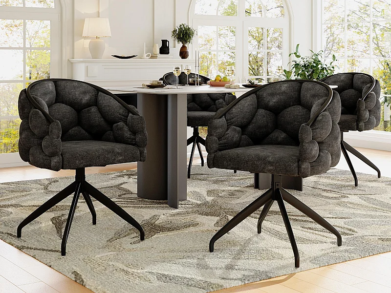 Set van 4 fluwelen draaistoelen - moderne modestijl - grijs