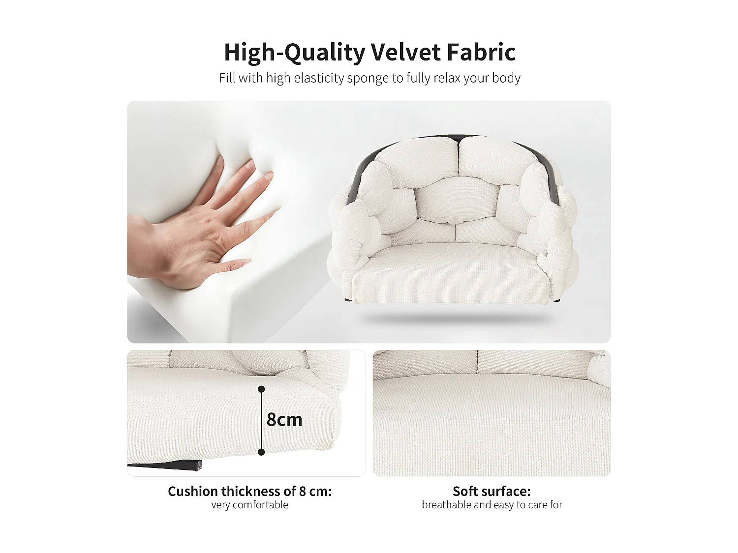 Set mit 6 Samtdrehstühlen – Moderner Modestil – Beige