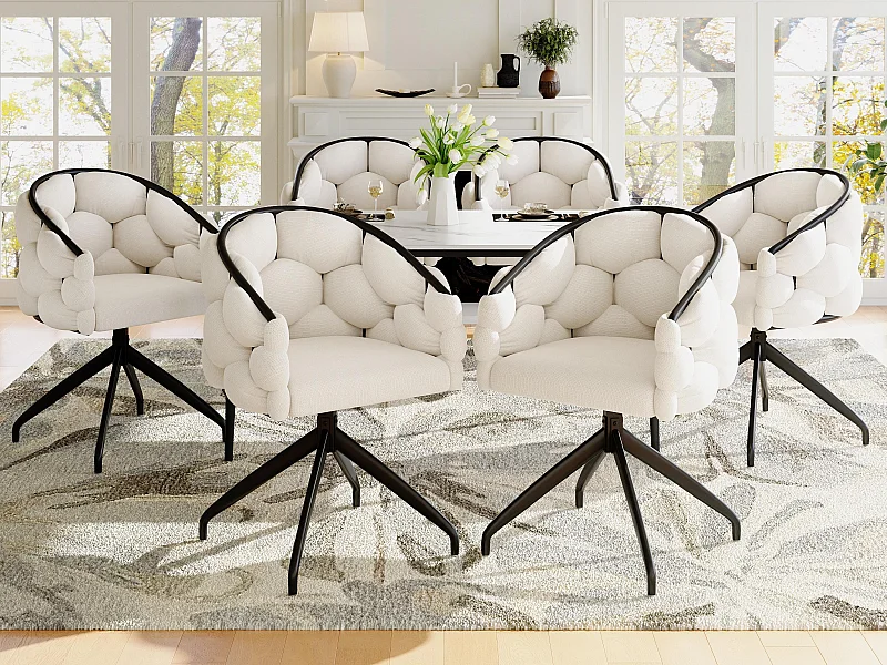 Lot de 6 chaises pivotantes en velours - style de mode moderne - Beige