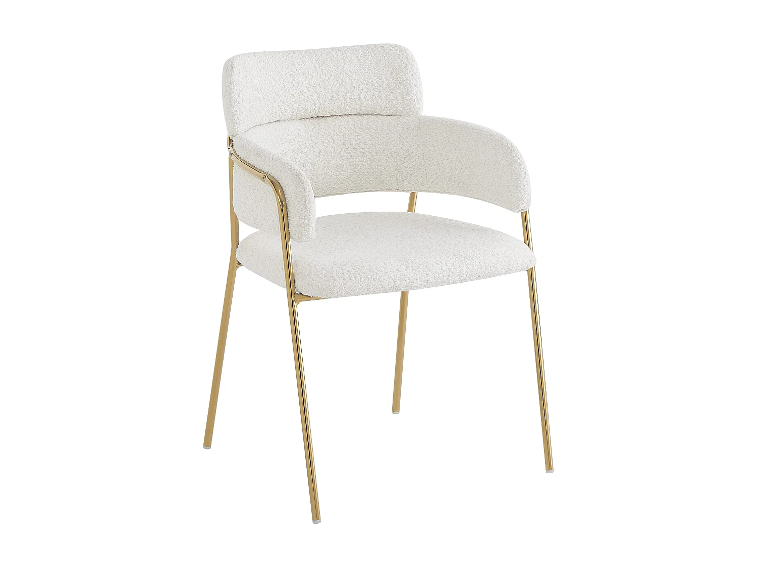 Conjunto de 2 sillas en tejido de rizo francés - patas doradas - Beige