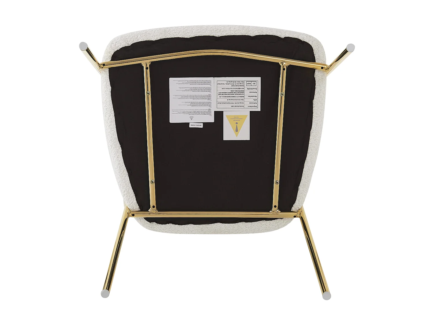 Set di 2 sedie in tessuto French Terry - gambe dorate - Beige