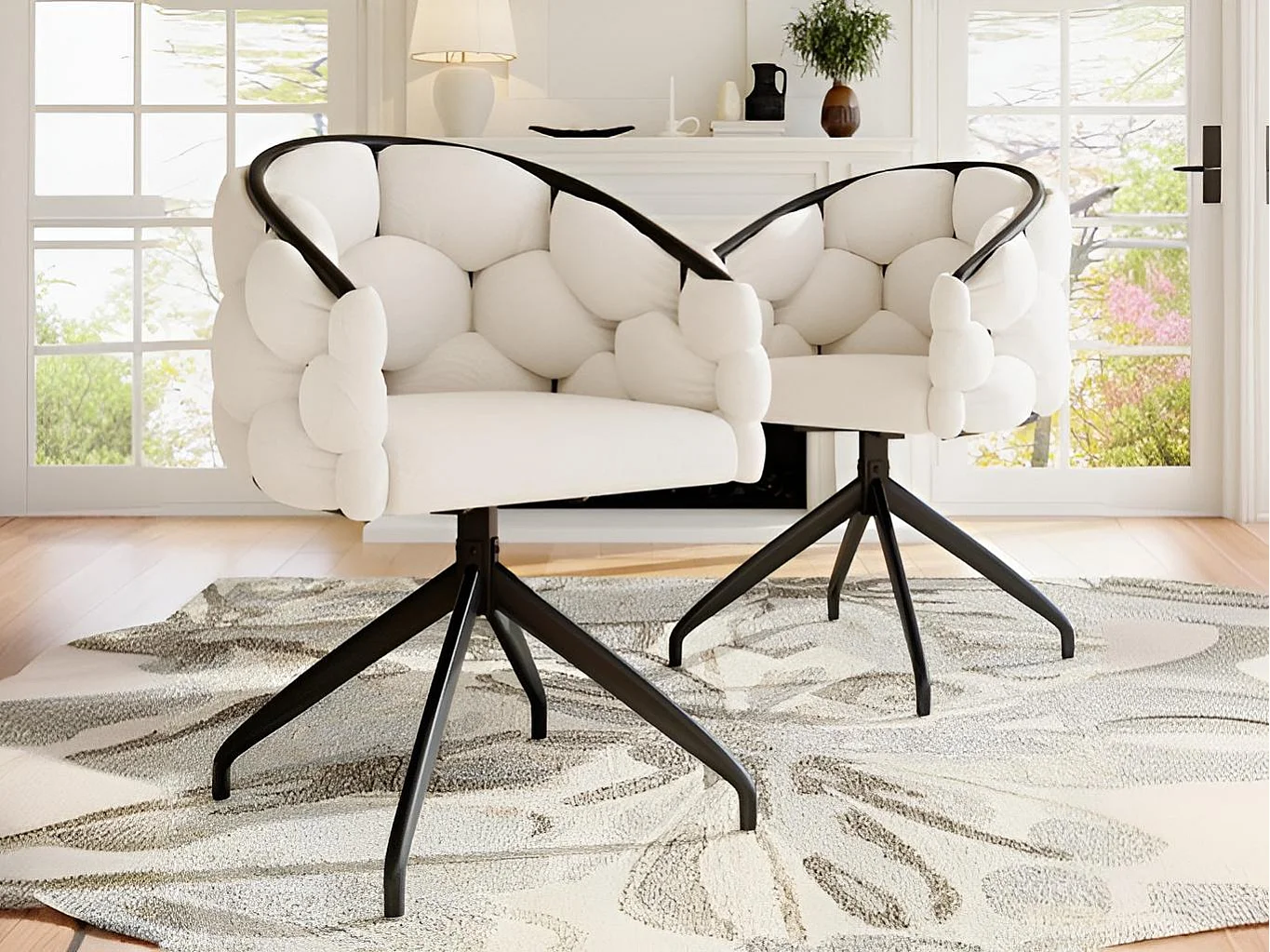 Lot de 2 chaises pivotantes en velours - style de mode moderne - Beige