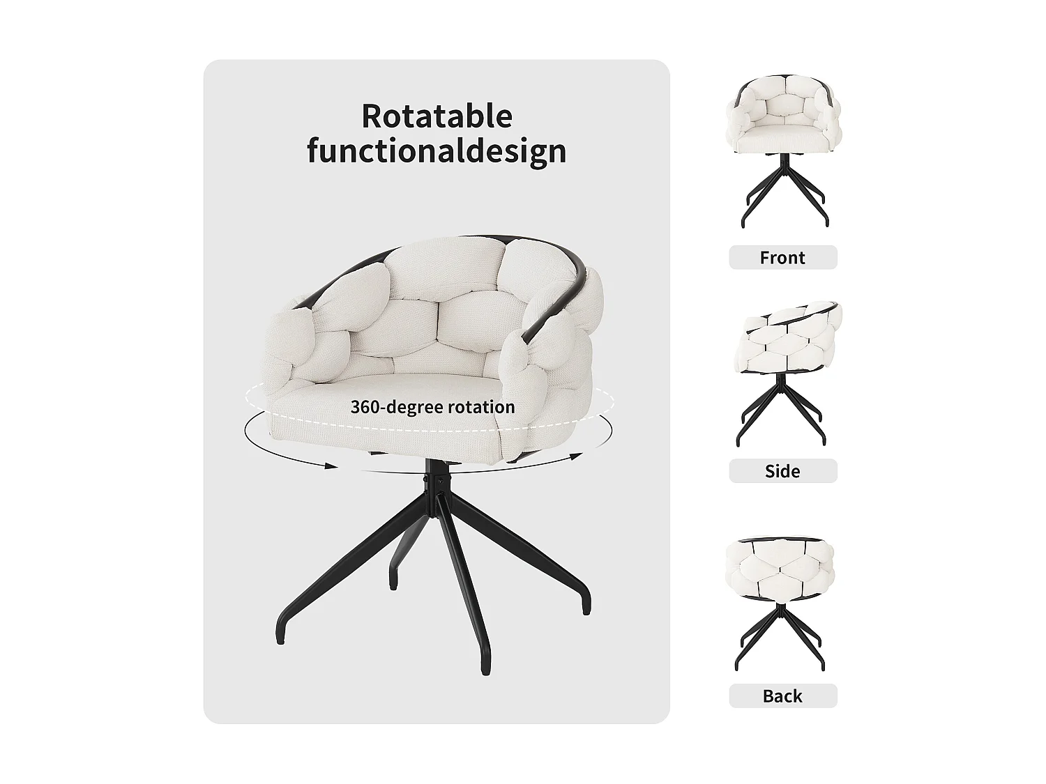 Lot de 2 chaises pivotantes en velours - style de mode moderne - Beige