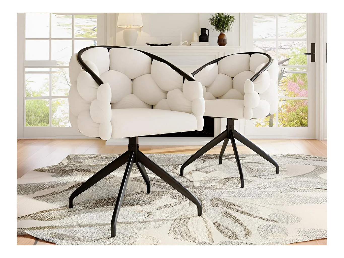 Lot de 2 chaises pivotantes en velours - style de mode moderne - Beige