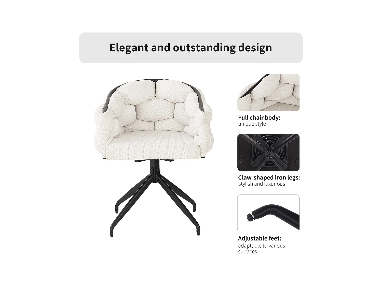 Set mit 2 Drehstühlen aus Samt – Moderner Modestil – Beige