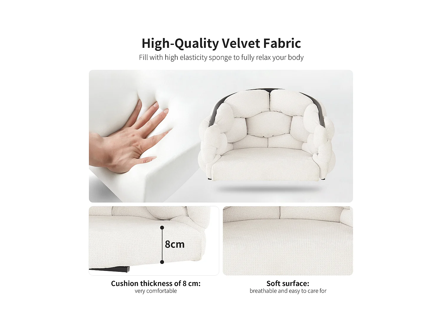 Set mit 2 Drehstühlen aus Samt – Moderner Modestil – Beige