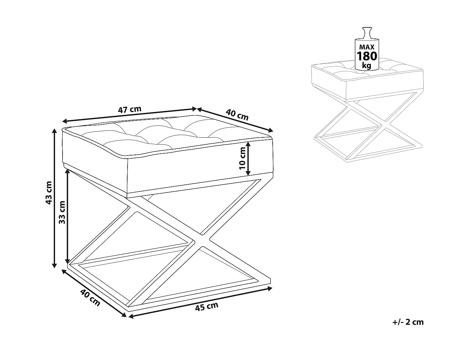 Repose-pied MURDO Cuir PU Orange