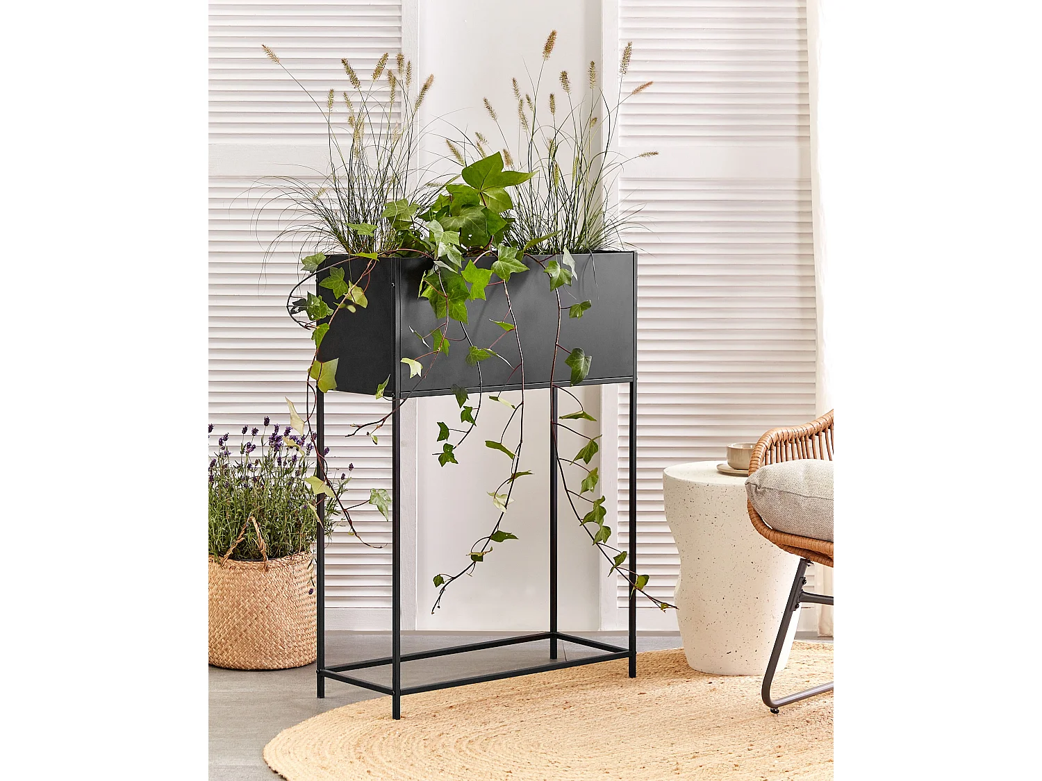 Cache-pot sur pied TAPIEN Métal 70 cm Noir