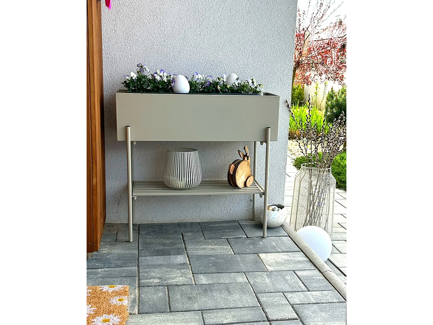 Cache-pot sur pied VINCA Métal 70 cm Beige