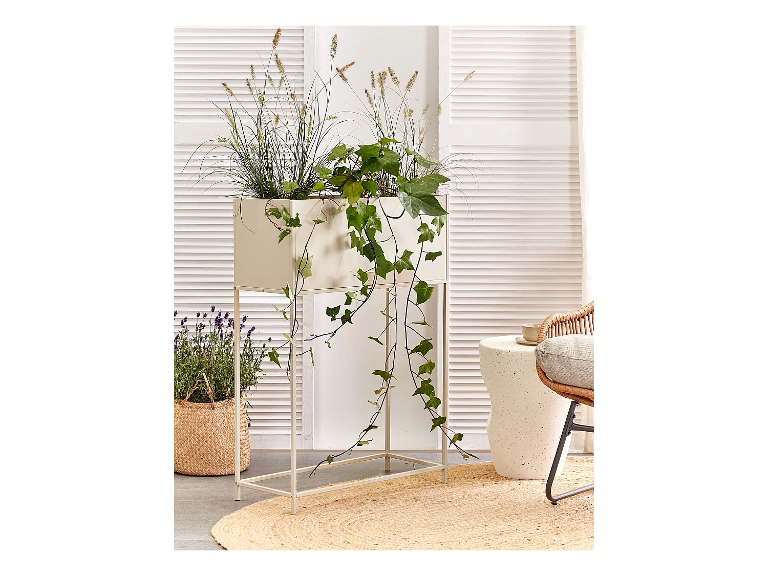 Blumentopf mit Beinen TAPIEN Metall 70 cm Beige