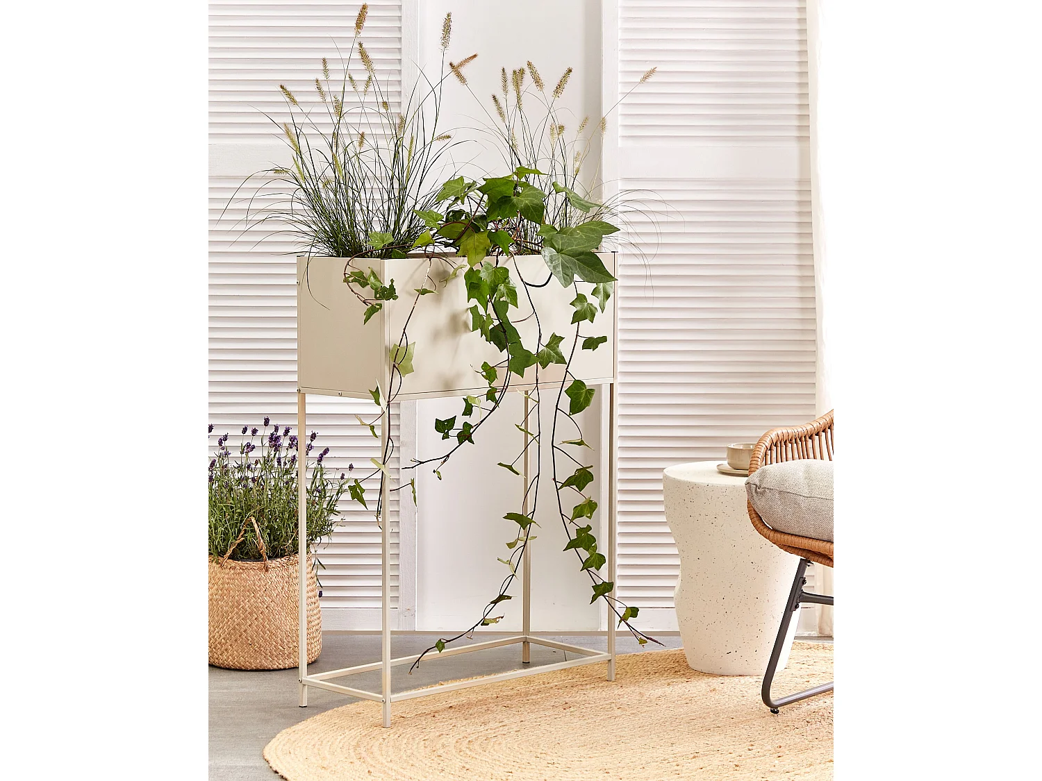 Cache-pot sur pied TAPIEN Métal 70 cm Beige