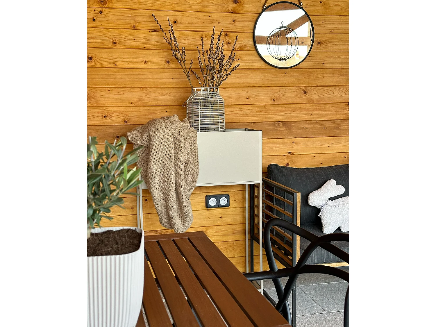 Blumentopf mit Beinen TAPIEN Metall 70 cm Beige