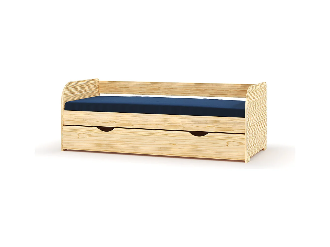 Pack lit banquette Gigogne avec matelas 80x190 cm bois massif bois EZRA