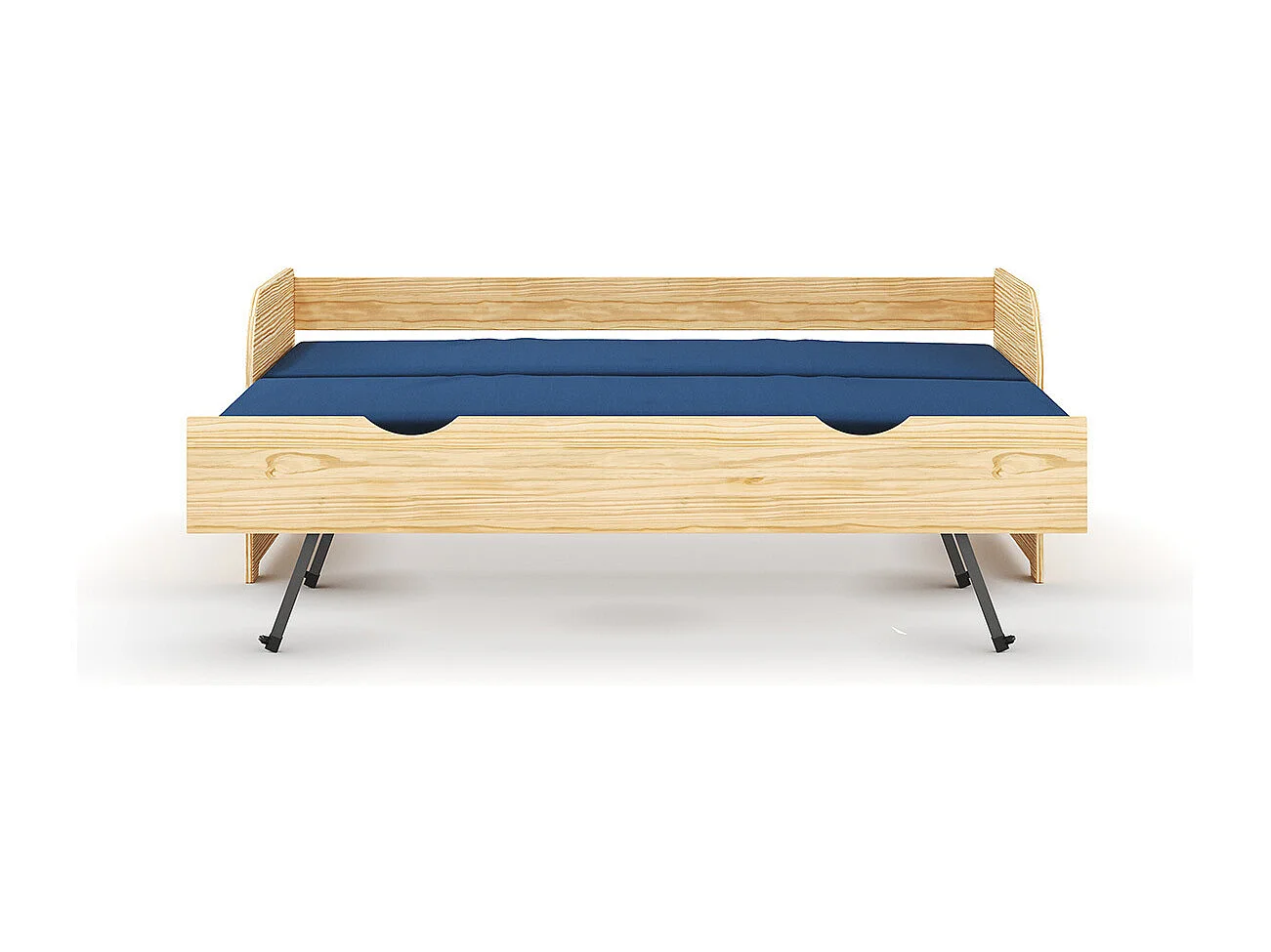 Pack lit banquette Gigogne avec matelas 80x190 cm bois massif bois EZRA