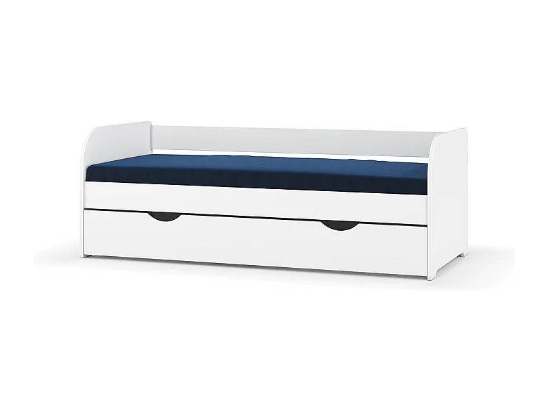 Pack lit banquette Gigogne avec matelas 80x190 cm bois massif blanc EZRA