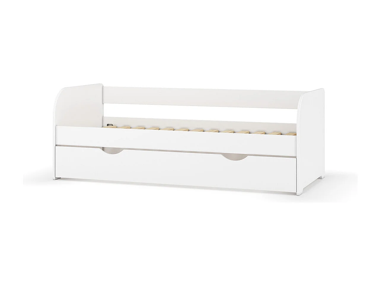 Pack lit banquette Gigogne avec matelas 80x190 cm bois massif blanc EZRA