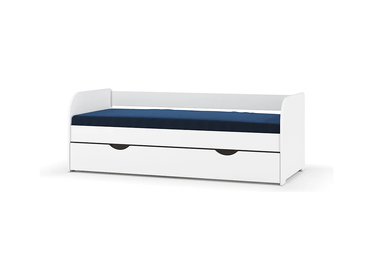 Pack lit banquette Gigogne avec matelas 80x190 cm bois massif blanc EZRA