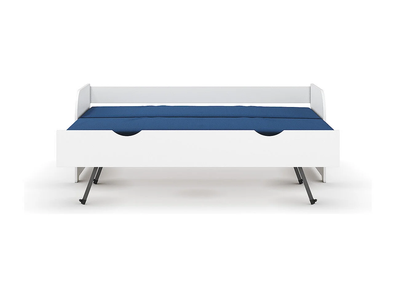 Pack lit banquette Gigogne avec matelas 80x200 cm bois massif blanc EZRA