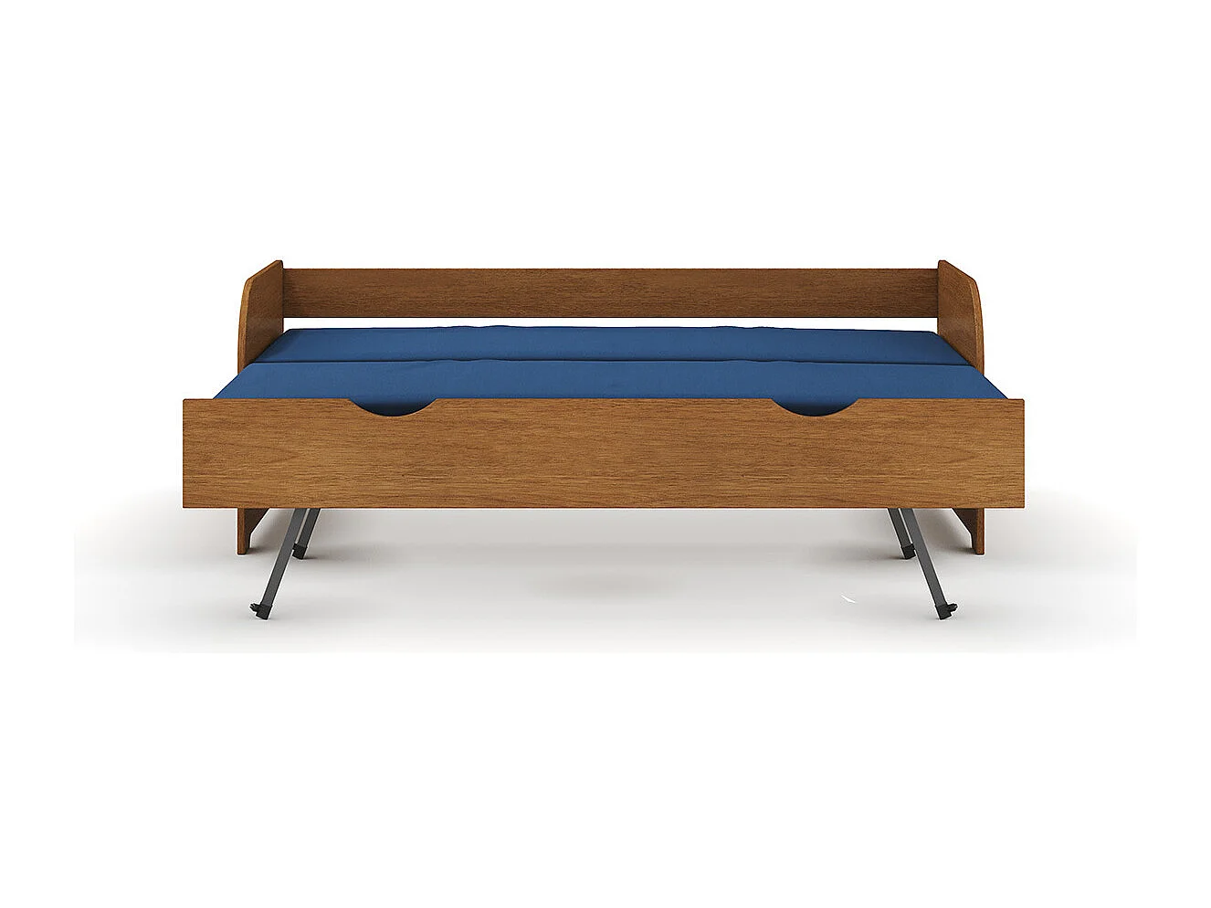 Pack lit banquette Gigogne avec matelas 80x200 cm bois massif noisette EZRA