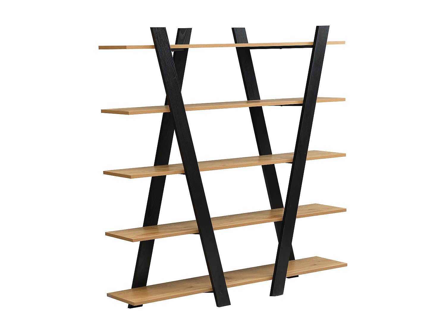 Regal mit 5 Einlegeböden – Natur und Schwarz – TUZLA günstig online kaufen