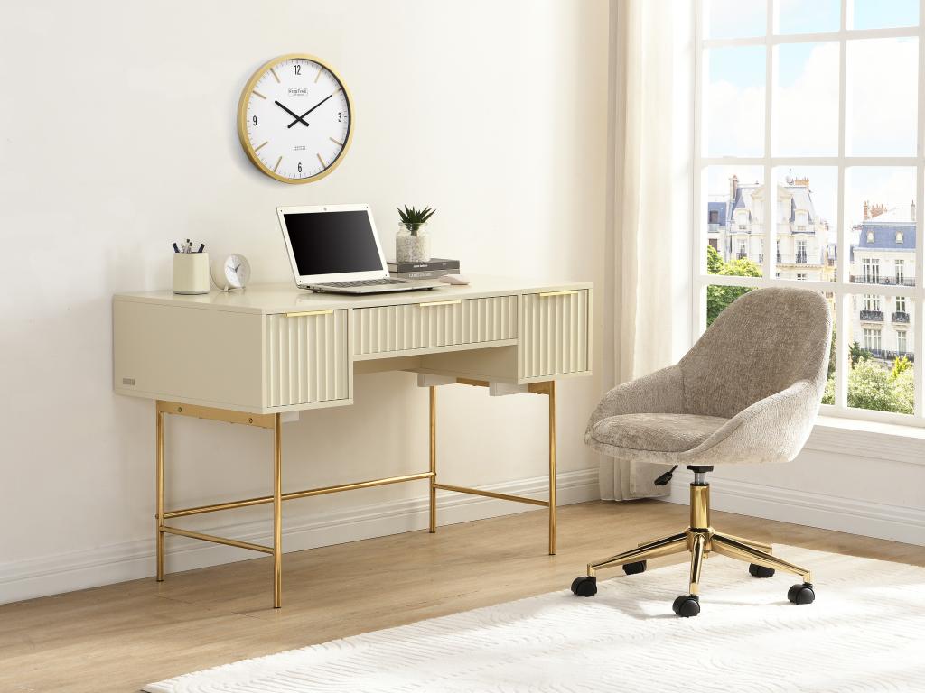Schreibtisch mit Stauraum - Beige & Gold - VITESDA von Pascal Morabito günstig online kaufen