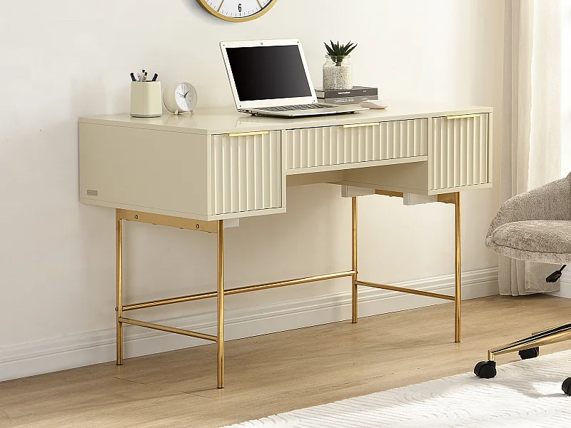 Schreibtisch mit Stauraum - Beige & Gold - VITESDA von Pascal Morabito