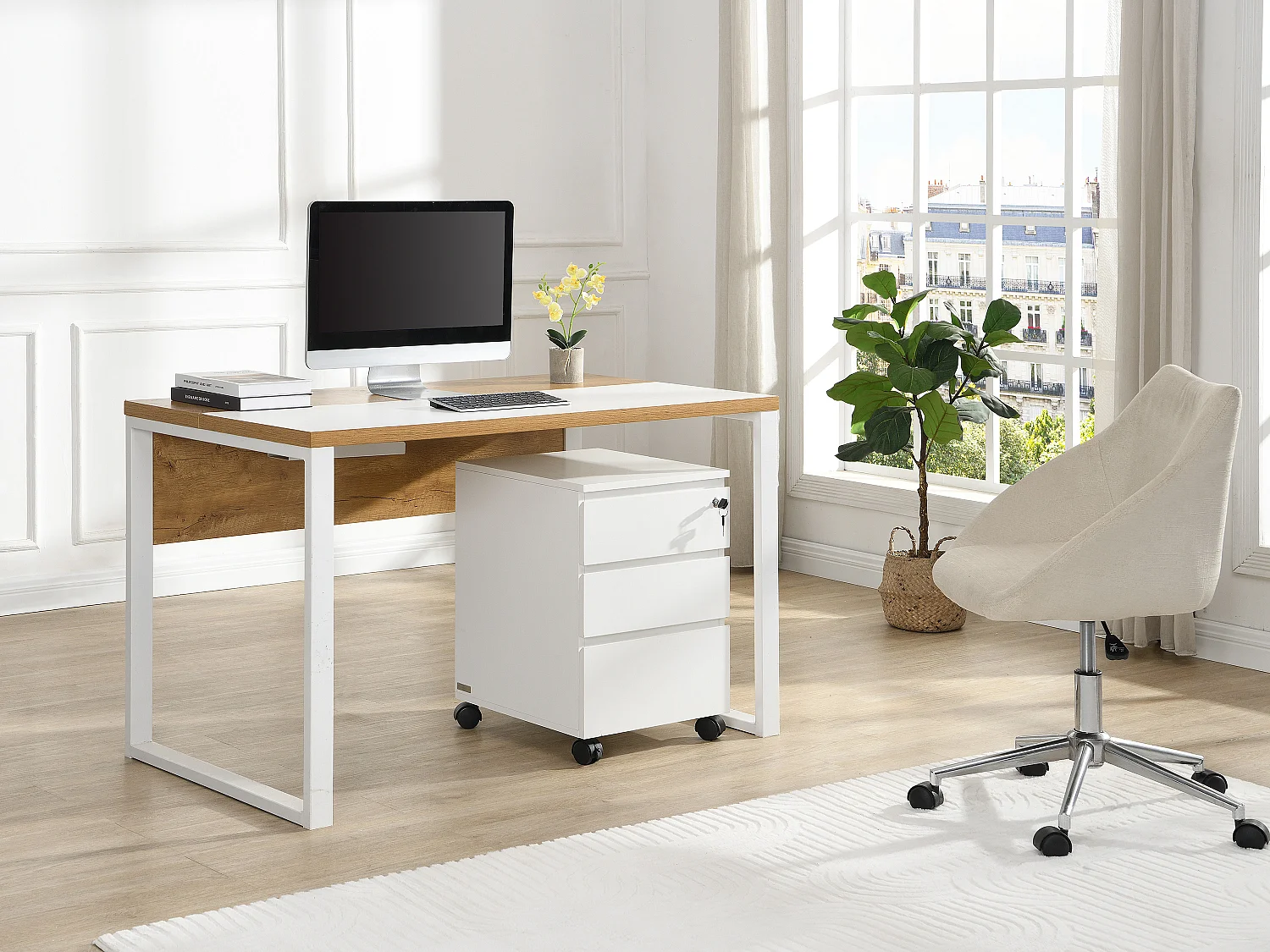 Caisson de bureau - 3 tiroirs - Blanc - OLBERDA