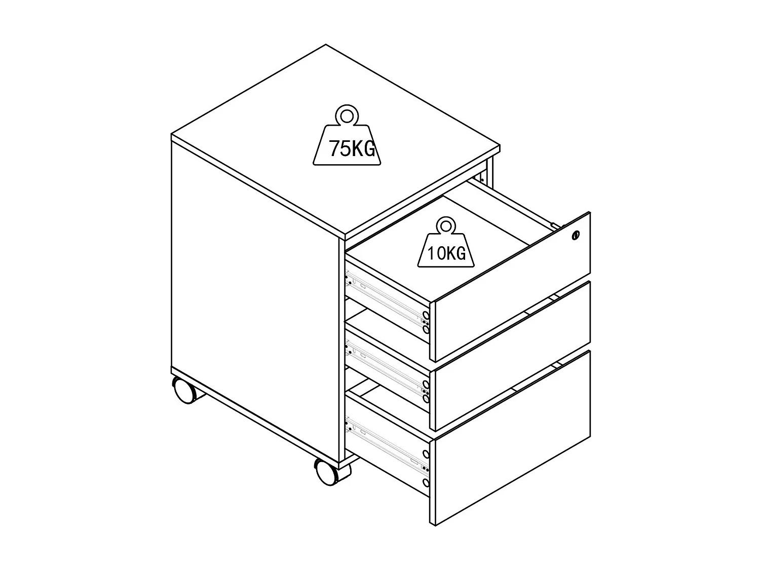 Caisson de bureau - 3 tiroirs - Blanc - OLBERDA
