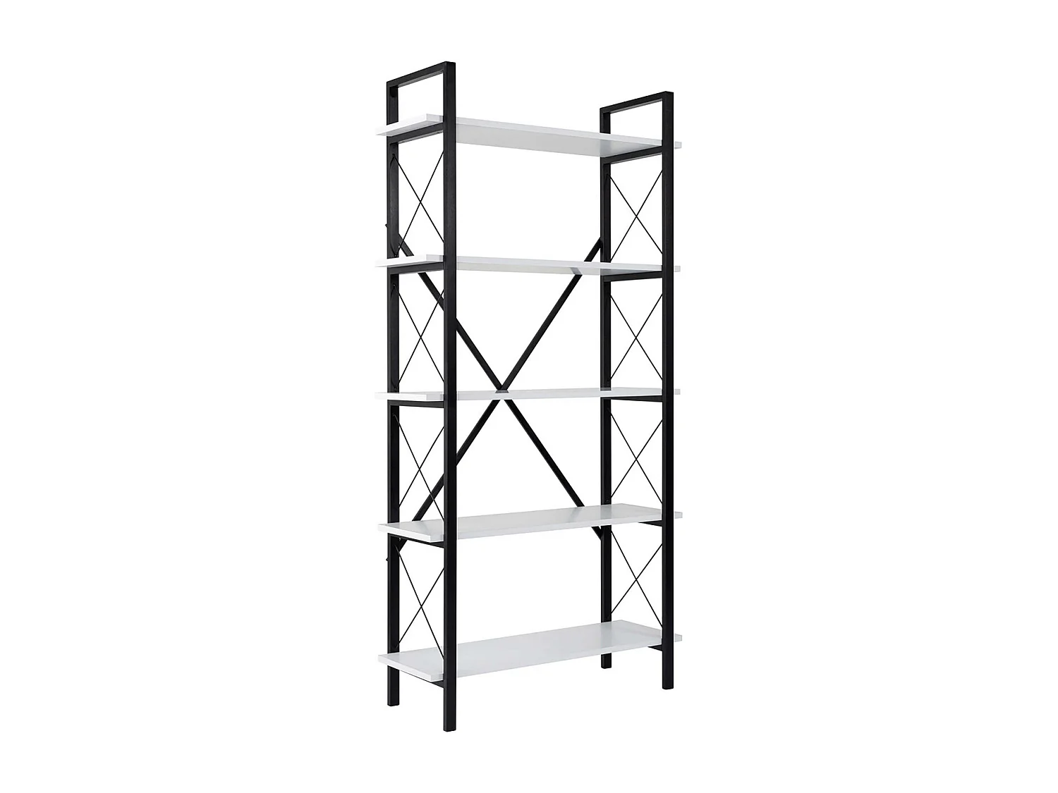 Estante elegante com estrutura de metal, 90 x 180 x 33,5 cm | Painel de partículas 100% revestido de melamina, montável na parede, branco e