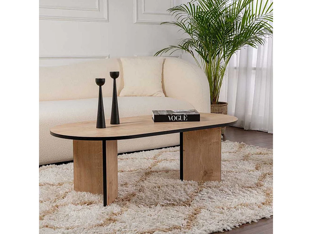 Table basse ovale en aggloméré Sable