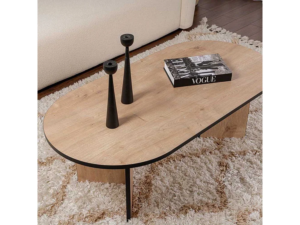 Table basse ovale en aggloméré Sable